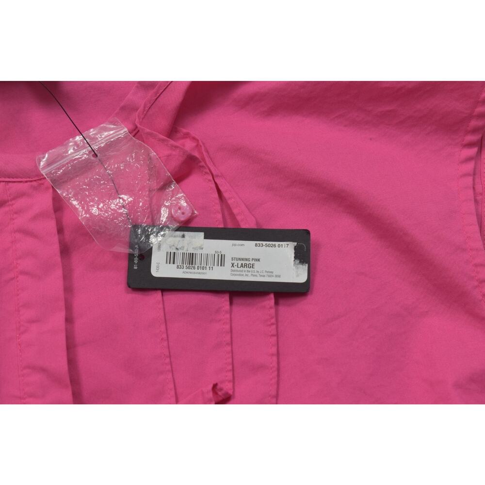 Worthington Stunning Pink Sleeveless Ruffle Front Blouse Top Size XL Cotton NEW - Picture 5 of 8